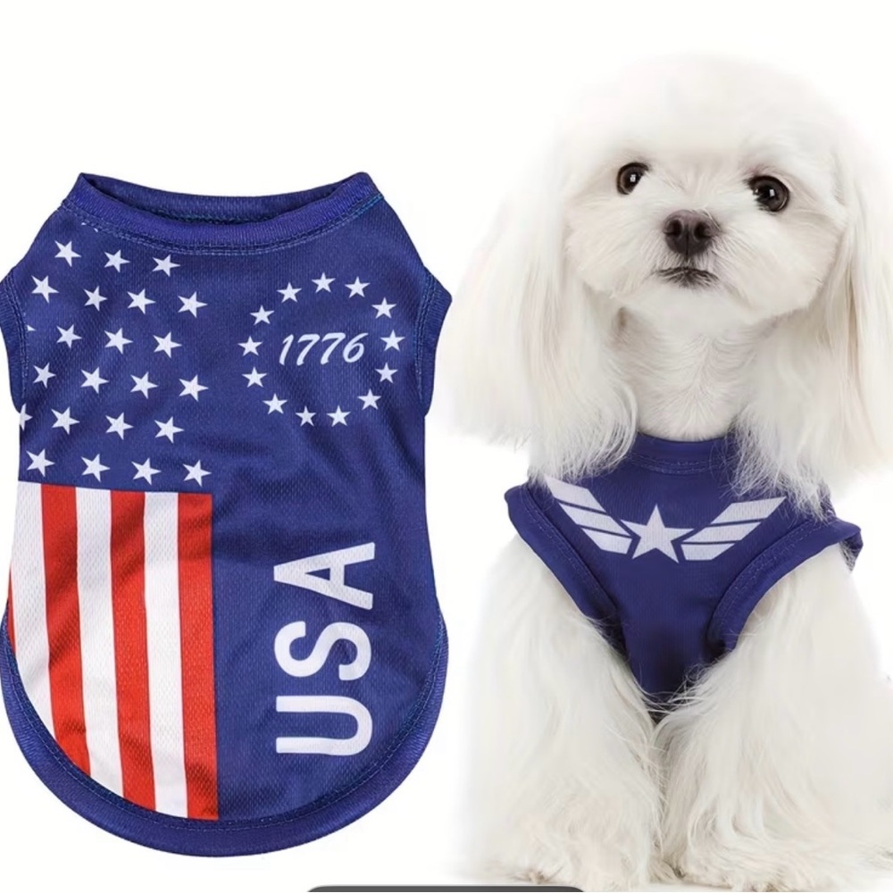 Patriotic Blue 250th Anniversary USA Flag Dog or Cat High Quality Tank Top